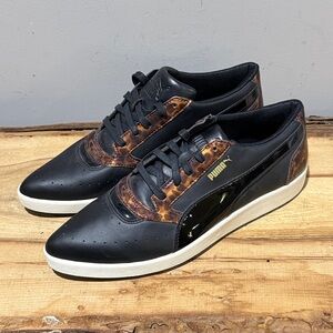 *NEW* Puma Pointy Creepers Patent Black and Tortoise Lace Up Size 10 A43